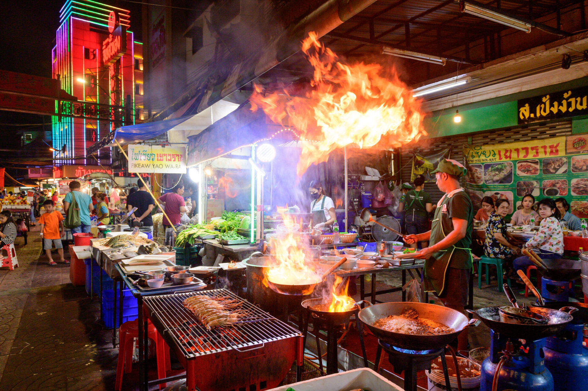 Gademadstilberedning i Bangkok, Thailand
