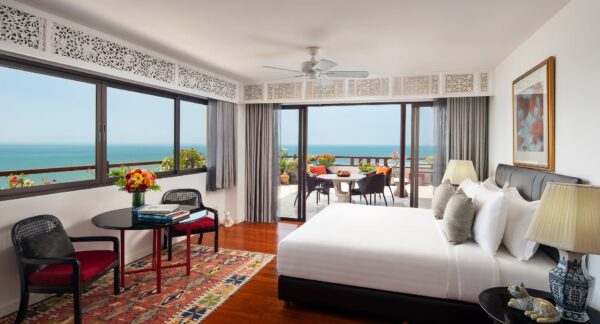 Soveværelse med havudsigt med balkon på Anantara Hua Hin Resort