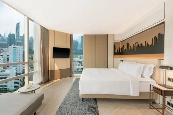 Pathumwan Princess Hotel værelse med udsigt over Bangkok
