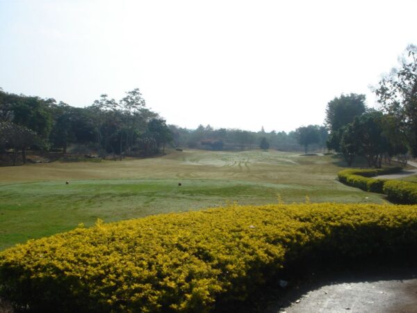 Se det maleriske Royal Chiang Mai Golf Resort omgivet af gule buske. Perfekt for en dag med golf eller bare en fredelig gåtur.